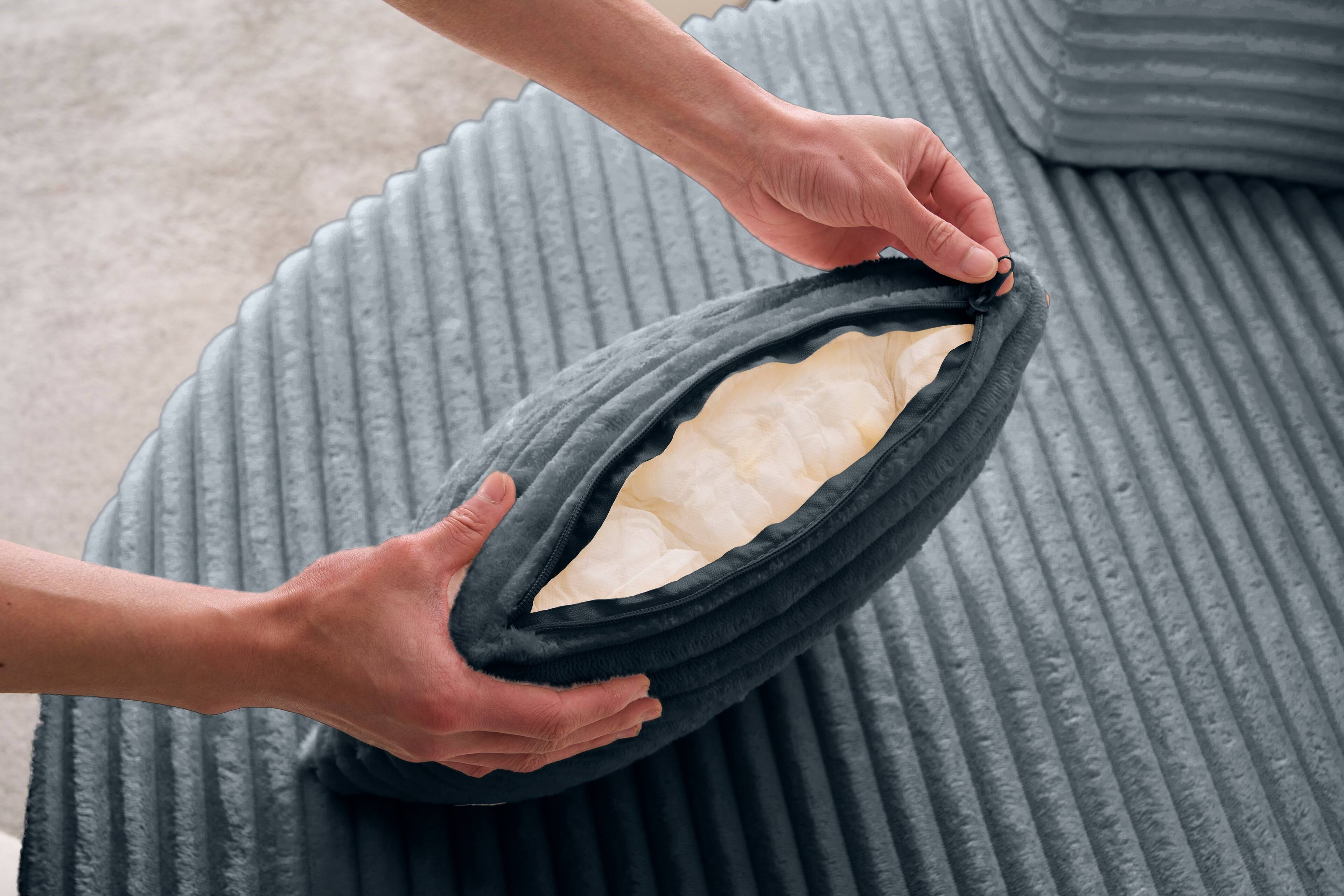 Left. LOVMOR - 55 Inch Corduroy Bean Bag Chairs For Living Room Bedroom Apartment Textured Ribbed Cozy Indoor Seating Comfort - Grey.