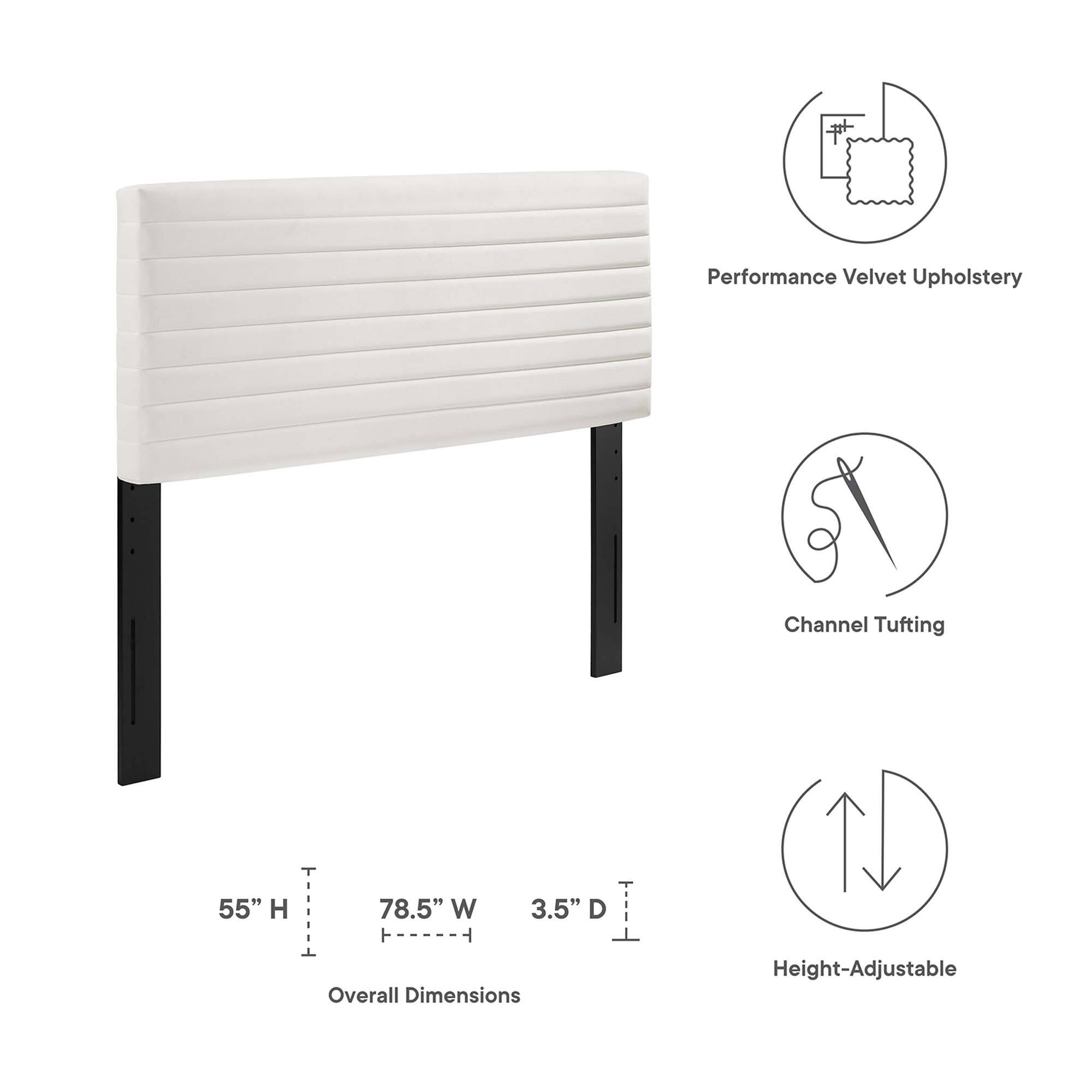 Performance Velvet Upholstery  
Channel Tufting  
Height-Adjustable  

Overall Dimensions  
55" H  
78.5" W  
3.5" D