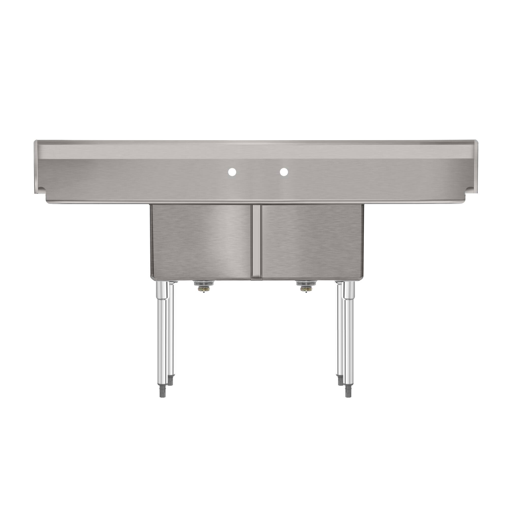 Alt View 5. Koolmore - 72 in. 16-Gauge  Sink with Backsplash and Dual 18 in. Drainboards, Bowl Dimensions 18"x18"x14" - Stainless Steel.