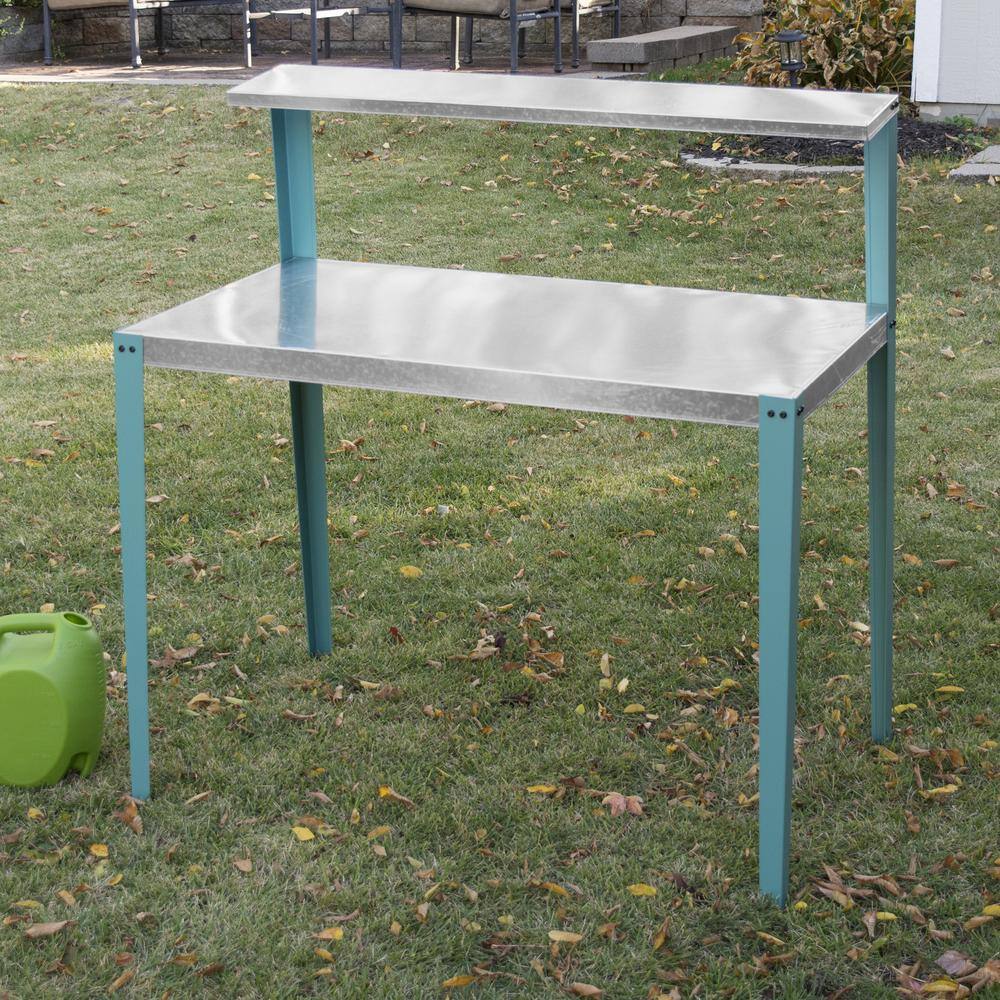 Alt View 3. AmeriHome - Multi-Use Steel Table/Work Bench with Teal Legs - Multicolor.