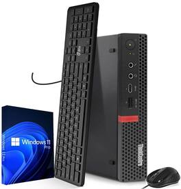 Lenovo - Refurbished Excellent - ThinkCenter M-Series Tiny Desktop Computer PC | Intel i5-8th | 16GB RAM | 256GB SSD | KB & Mouse | Wi-Fi | Win11 - Black