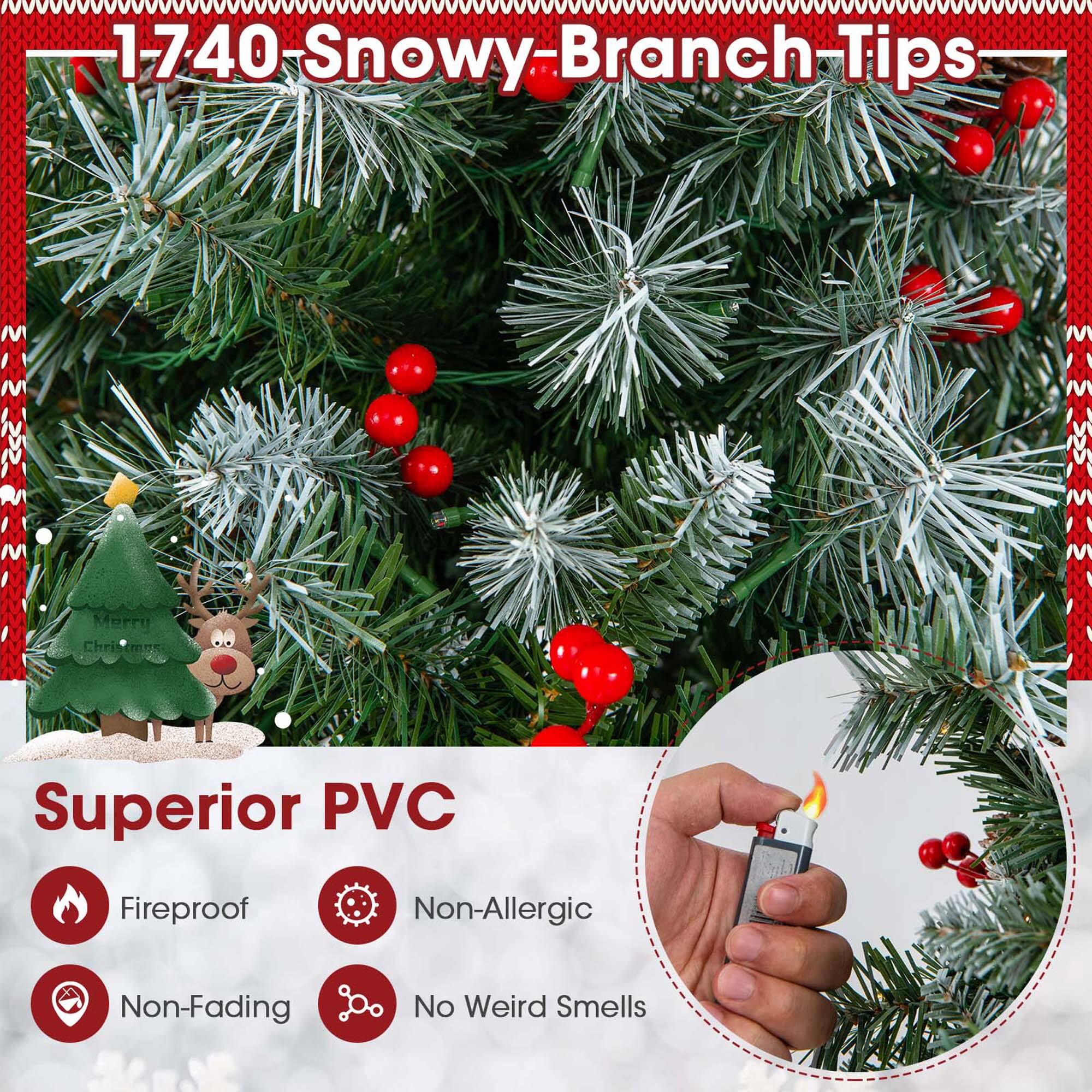 1-7:40 Snowy-Branch Tips Superior PVC Fireproof Non-Allergic Non-Fading No Weird Smells