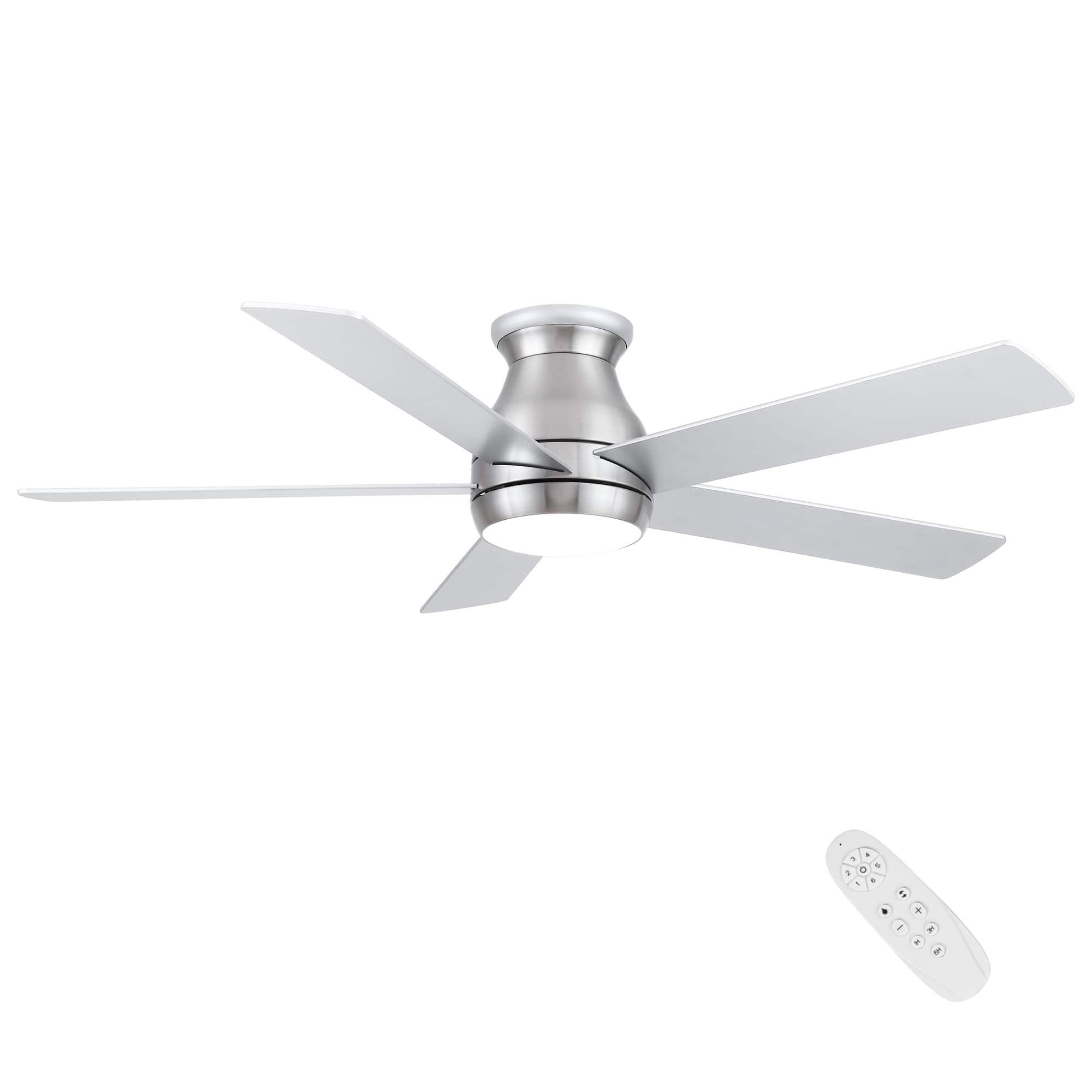 Siljoy - 52" Low Profile Ceiling Fan in Brushed with Silver Blades - Nickel