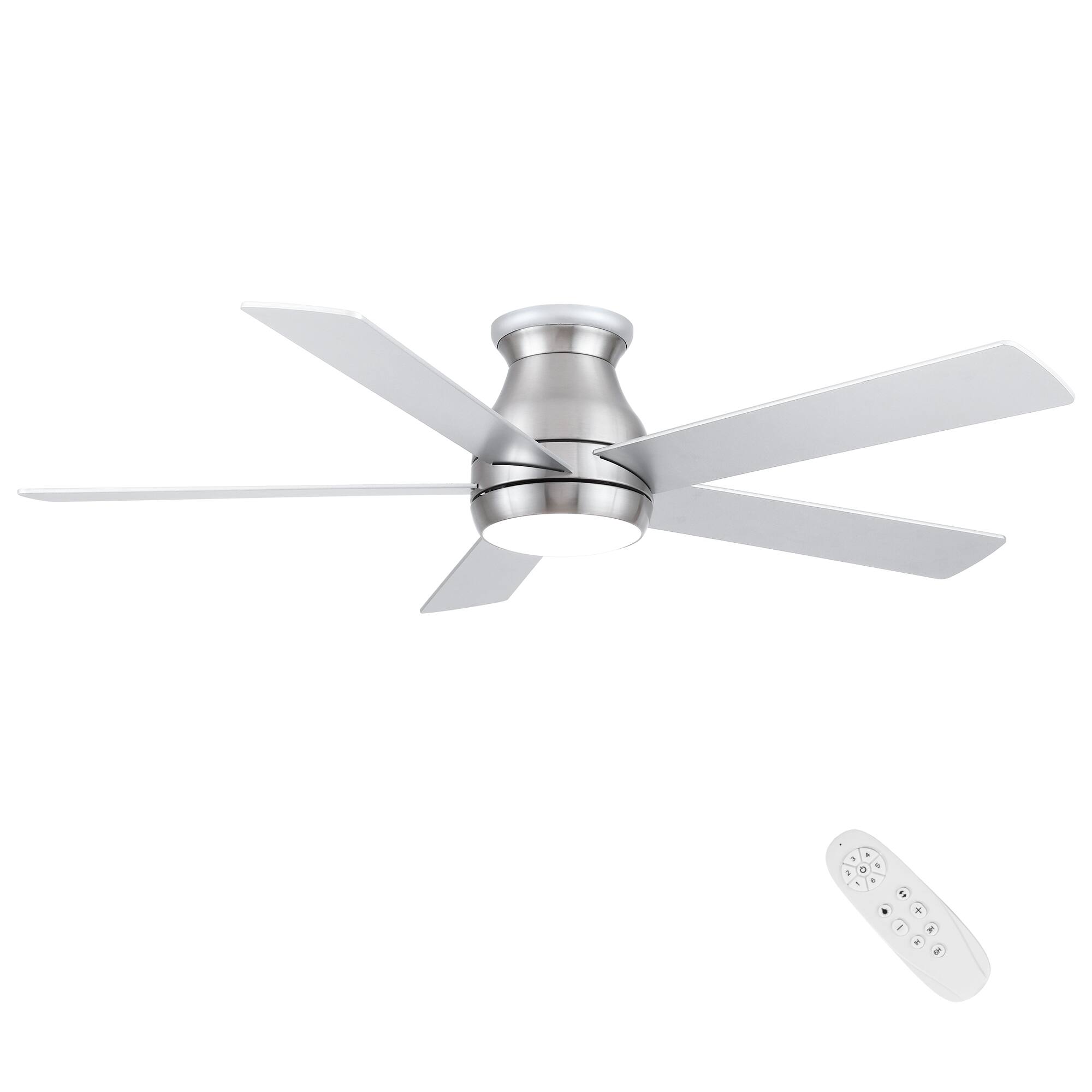 Front. Siljoy - 52" Low Profile Ceiling Fan in Brushed Nickel with Silver Blades - Nickel.