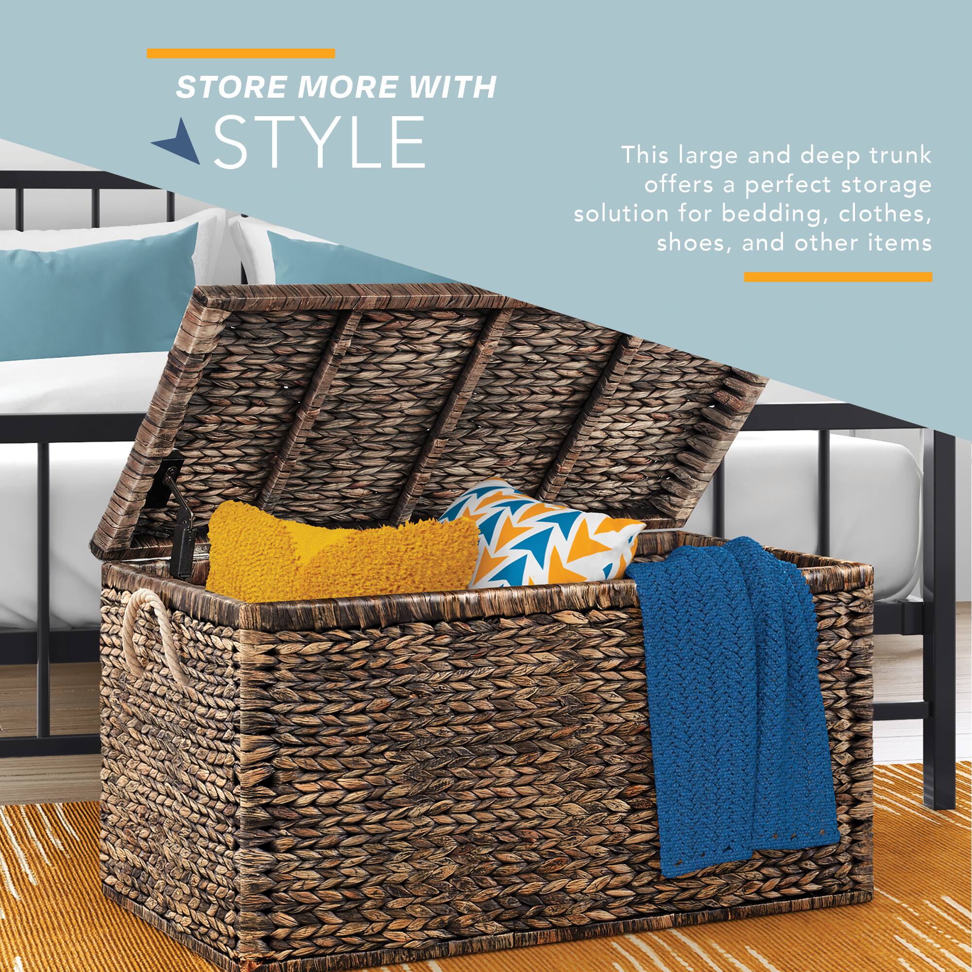 STORE MORE WITH STYLE

This large and deep trunk offers a perfect storage solution for bedding, clothes, shoes, and other items