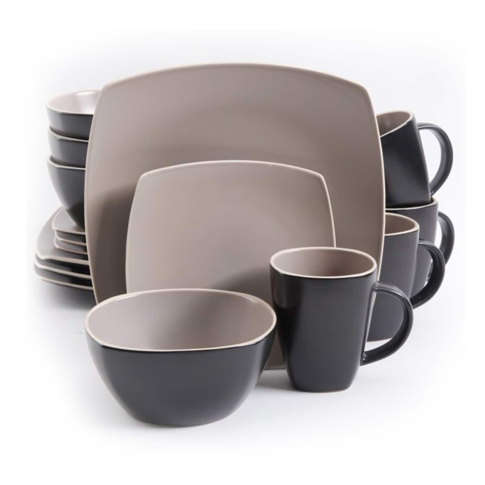 Front. Gibson - Gibson Soho Lounge Matte 16-Piece Dinnerware Set, Taupe - Taupe.