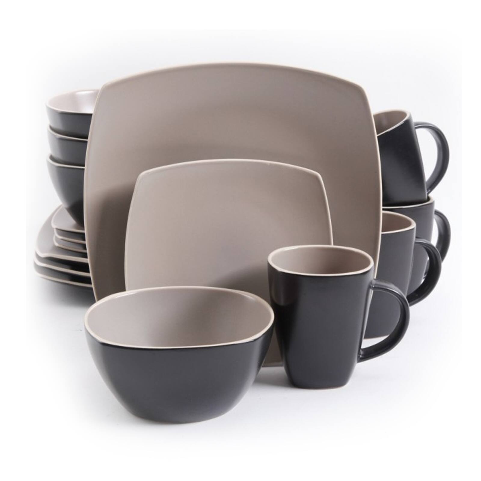 Gibson - Soho Lounge Matte 16-Piece Dinnerware Set - Taupe