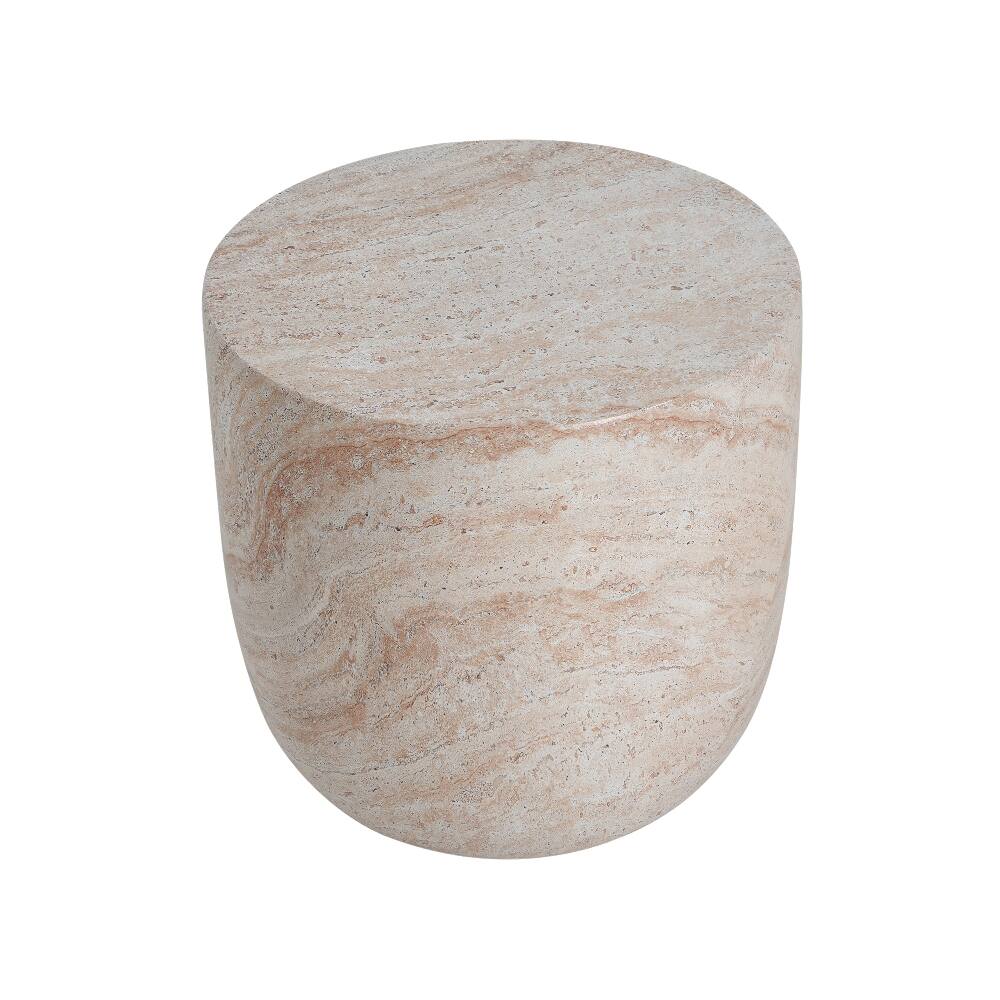 Angle. Loheer - Loheer Concrete Side Table Outdoor End Table Travertine Finish Barrel Side Table Lightweight Indoor Outdoor Table - Travertine.