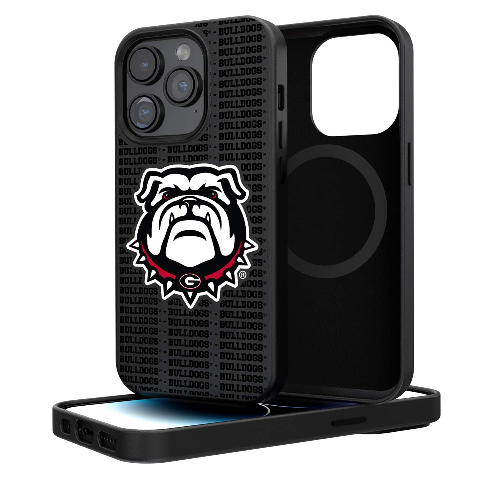 Keyscaper - NCAA - Georgia Bulldogs Secondary Logo iPhone Magnetic Bump Case - 15 Pro - Black