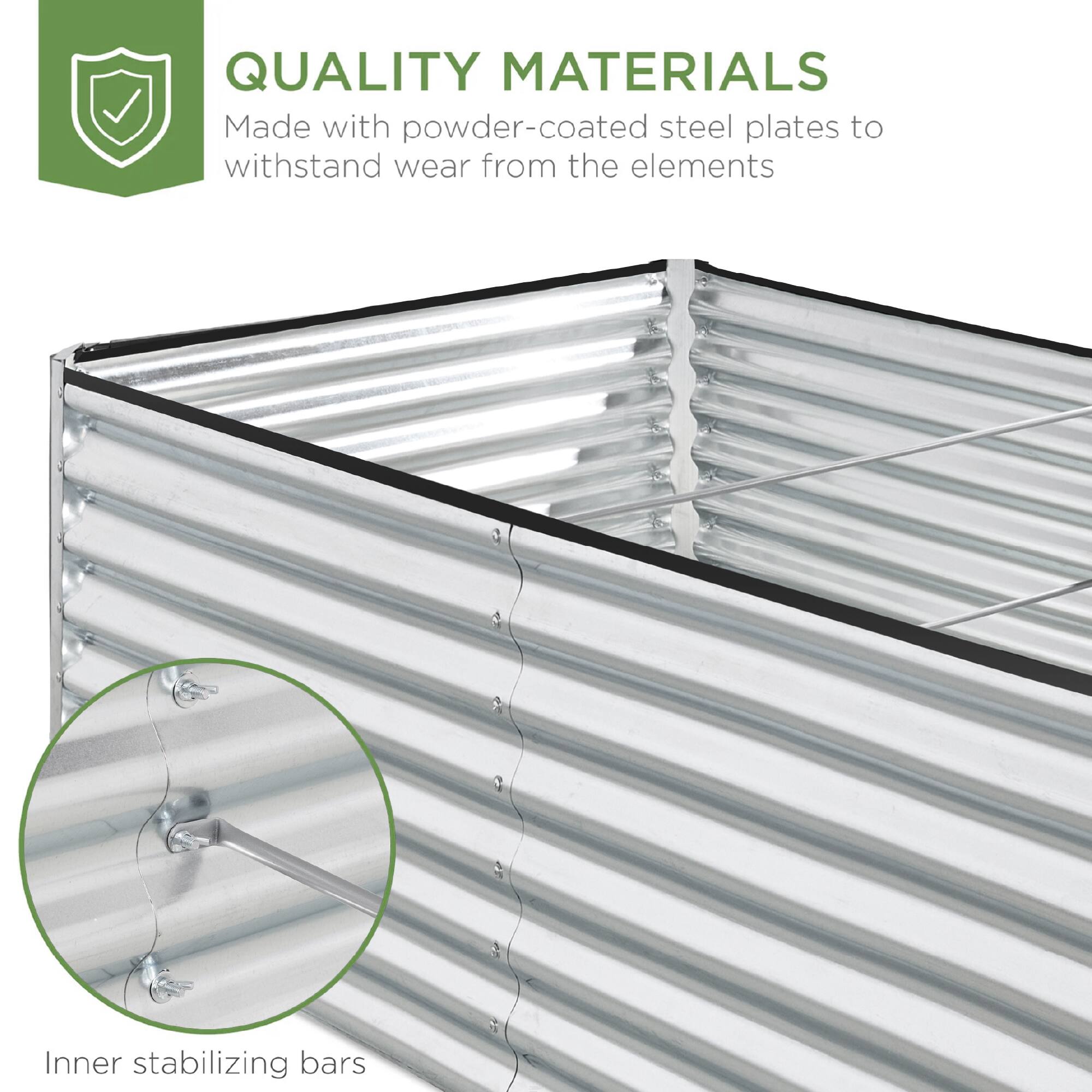 QUALITY MATERIALS  
Made with powder-coated steel plates to withstand wear from the elements  

Inner stabilizing bars