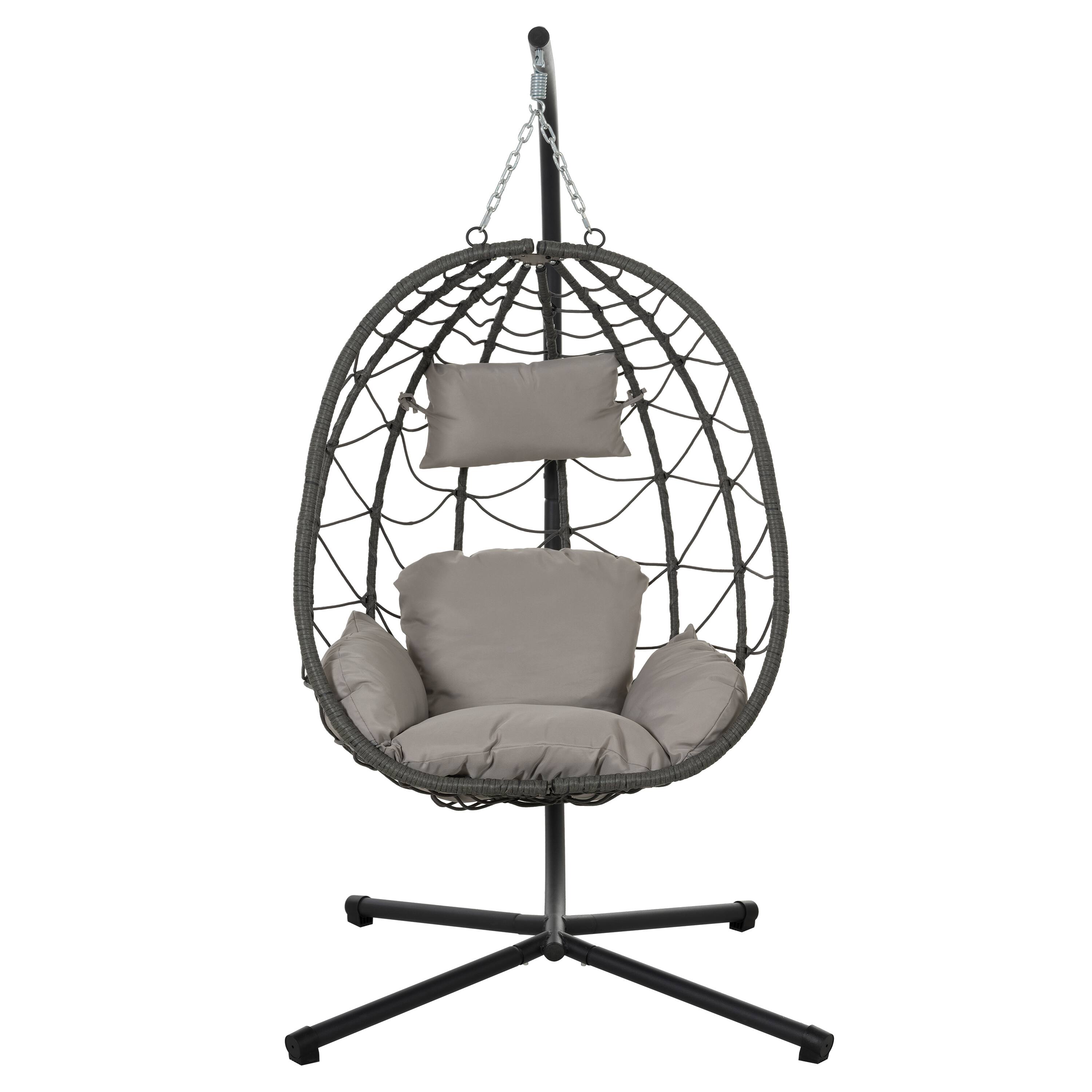 Front. APRILSOUL - Egg Chair with Stand Indoor Outdoor Swing Chair Patio Hanging Chair with Stand - Gray.