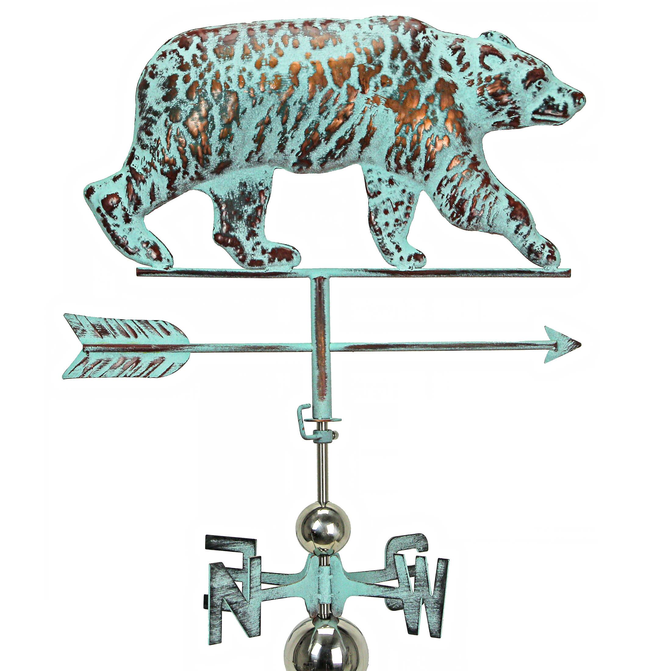 Alt View 2. Things2Die4 - Verdigris Copper Bear Weathervane Roof Mount Home Garden Decor Forest Lodge Art - Teal.