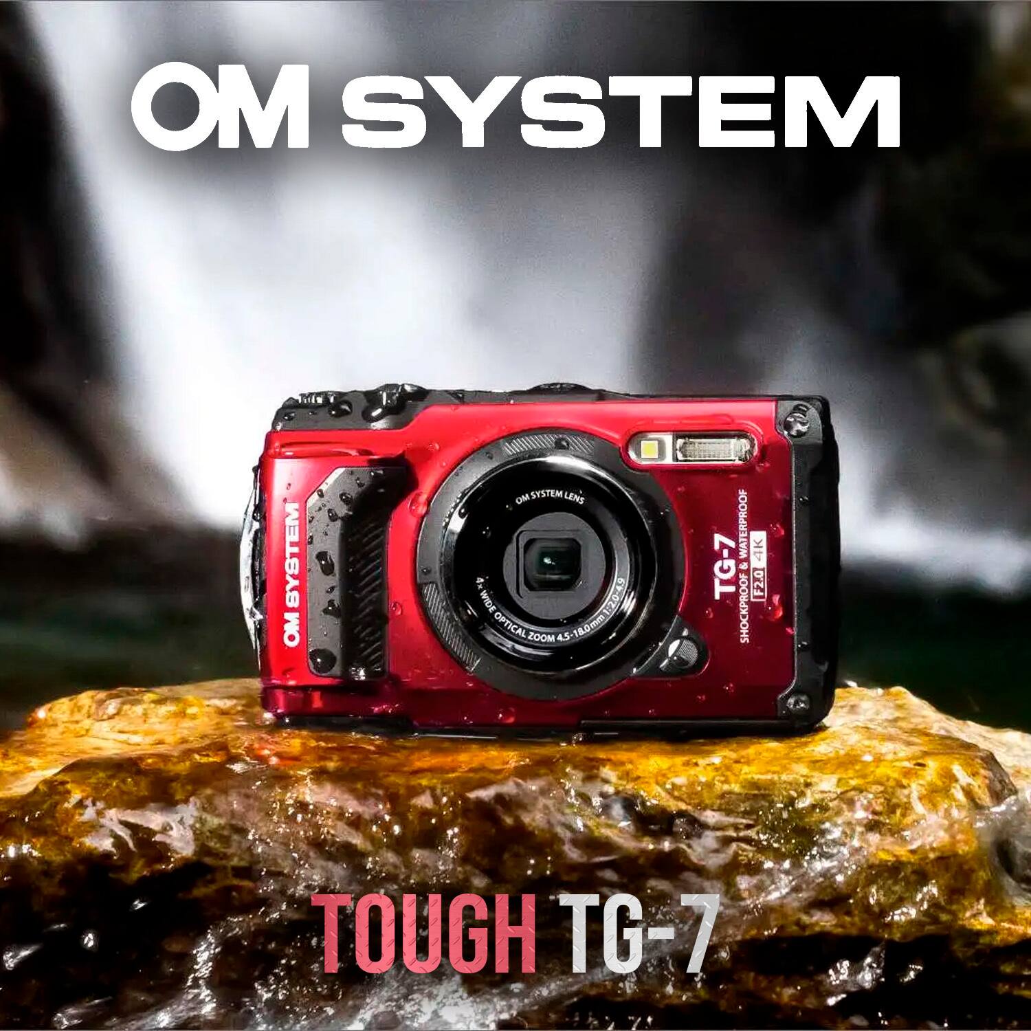 OM SYSTEM  
Tough TG-7  

OM SYSTEM LENS  
WIDE 14-42mm 1:3.5-5.6  
OPTICAL MOOS  
45 4.0mm1 WATERPROOF  
4K TG-7 - F2.0 SHOCKPROOF
