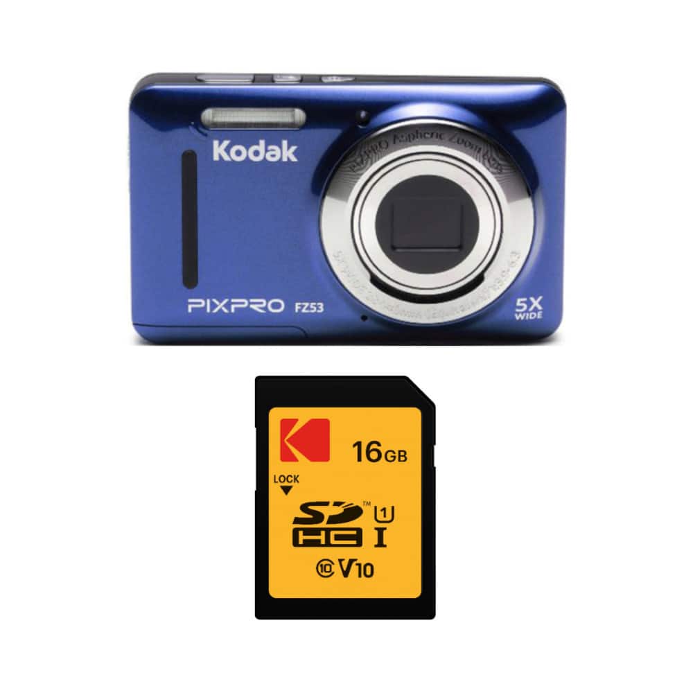 Kodak - PIXPRO Friendly Zoom FZ55 Blue Digital Camera with 32GB Memory Card Bundle6.3 - Black
