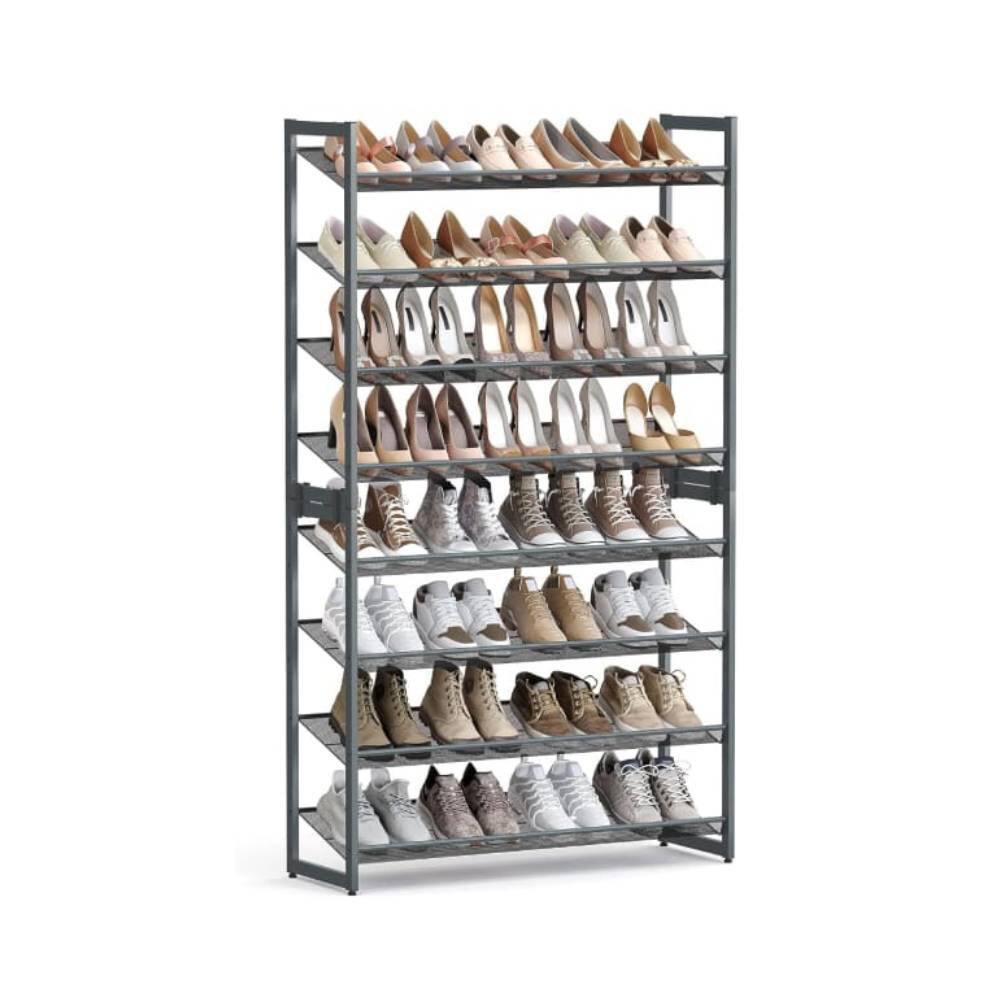 Front. Mullets Homeiances - 8-Tier Stackable Shoe Organizer - Black.