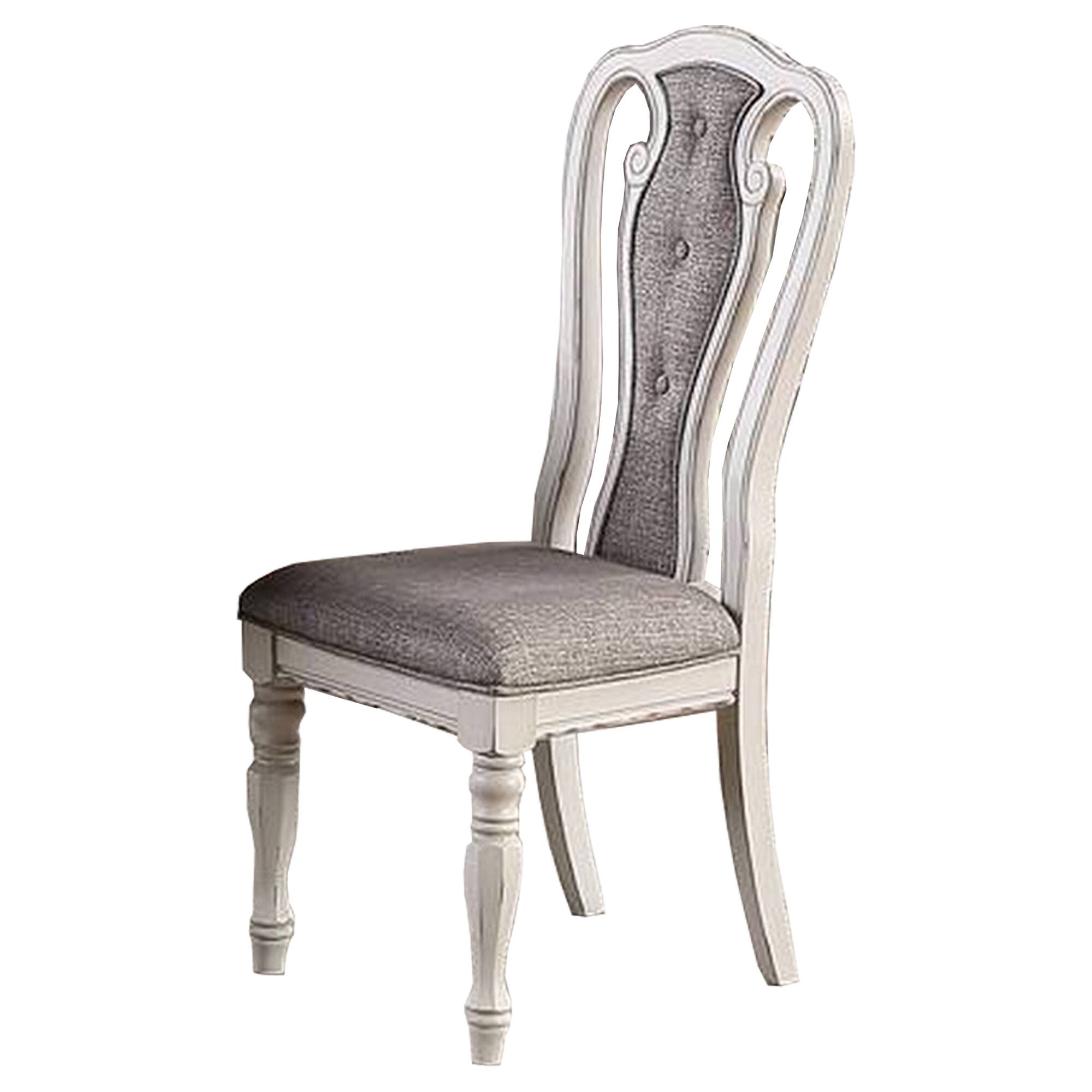 Manhattan Lane - Dining Chair with Button Tufted Backrest, Padded Seat, Set of 2 - White and Gray price history on PriceWatchPro