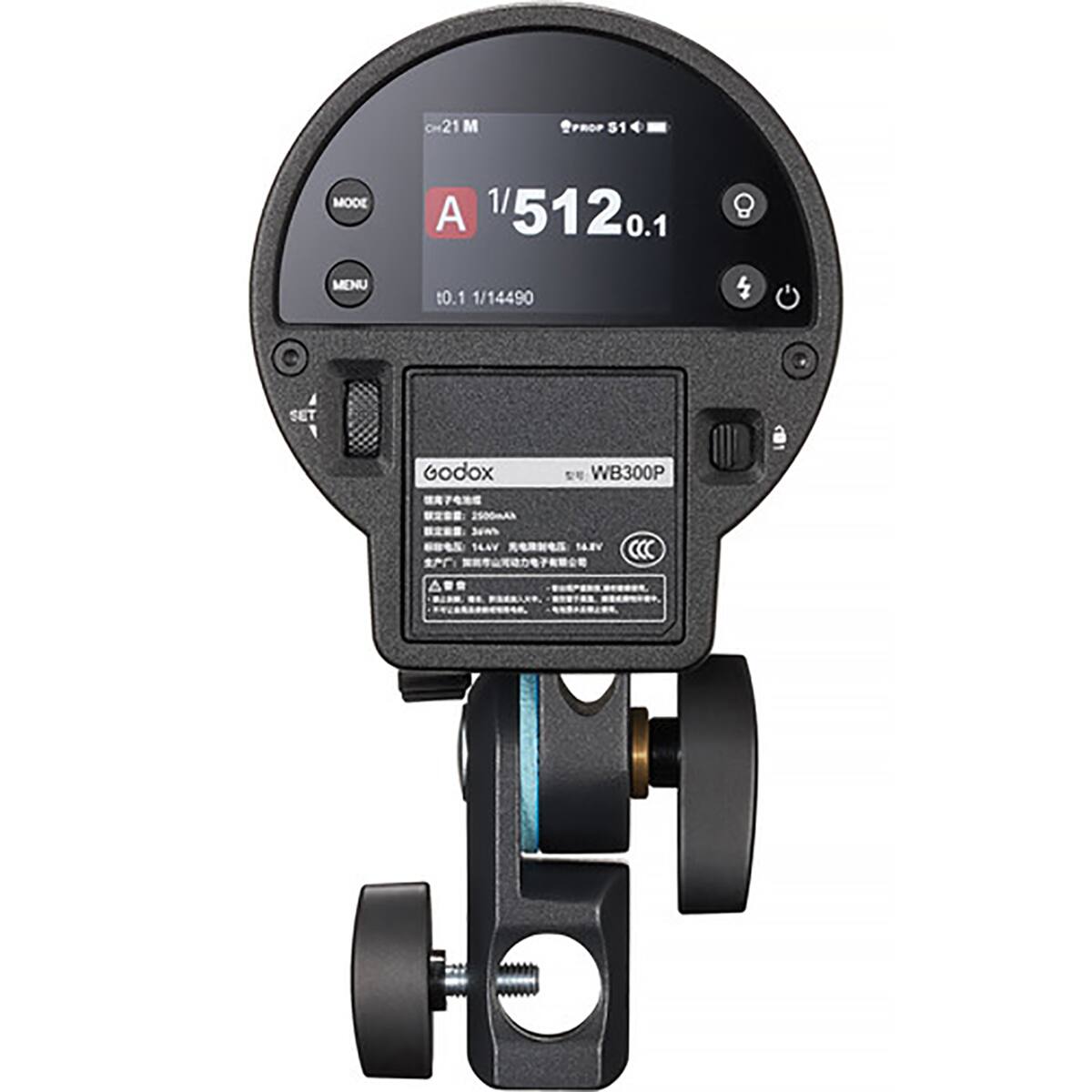 CH21 M  
MODE A 1/5120.1  
MENU 0.1 1/14490  
SET  
Godox WB300P