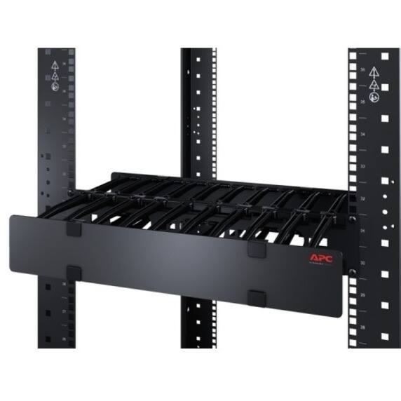 Alt View 2. APC - APC NetShelter Cable Management, Horizontal Cable Manager, 1U, Single Side with Cover, Black, 483 x 44 x 110 mm - Cable - Black.