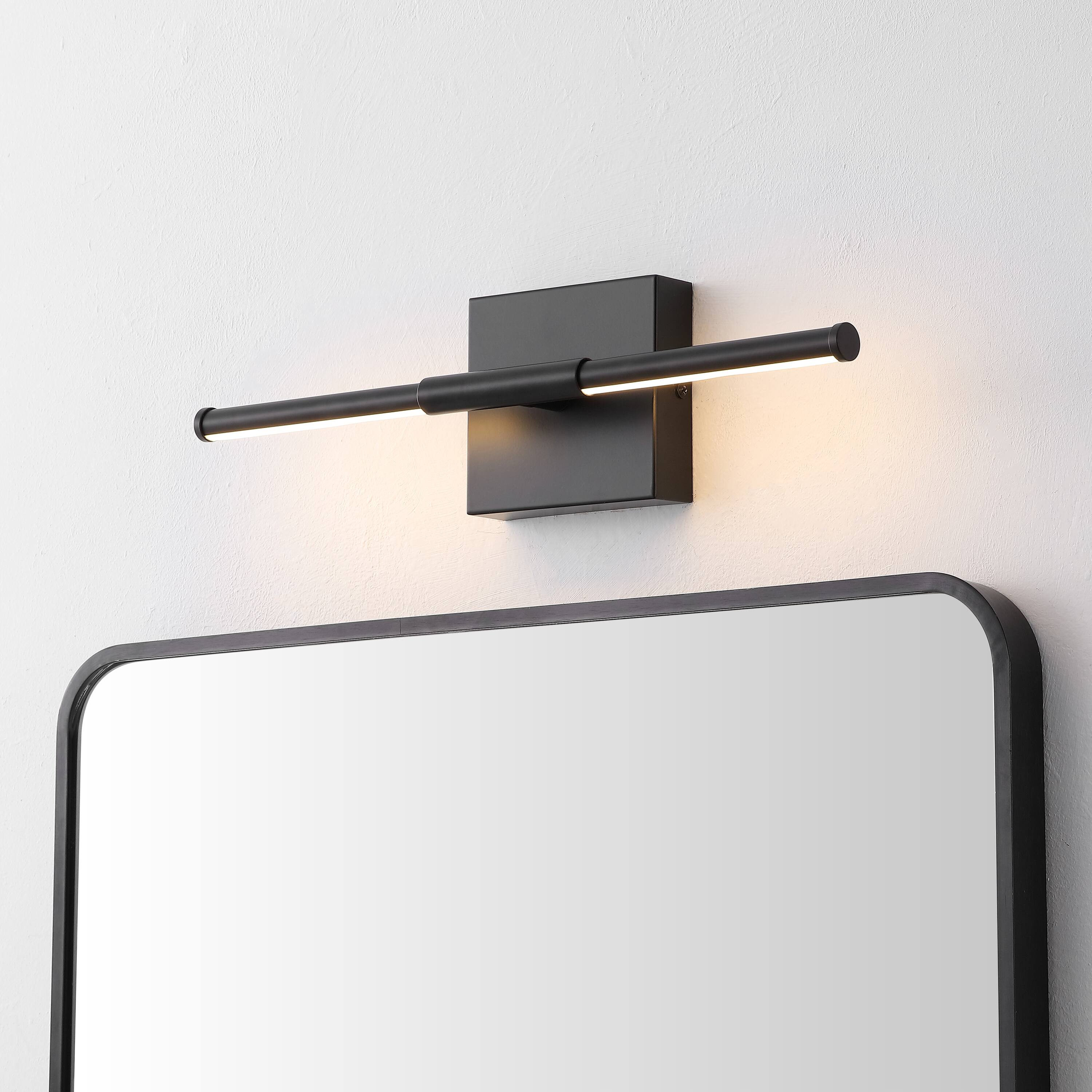 Alt View 1. Jonathan Y - McKenna 16.25" Modern Minimalist Dimmable Integrated LED Metal Wall Sconce, Black - Black.
