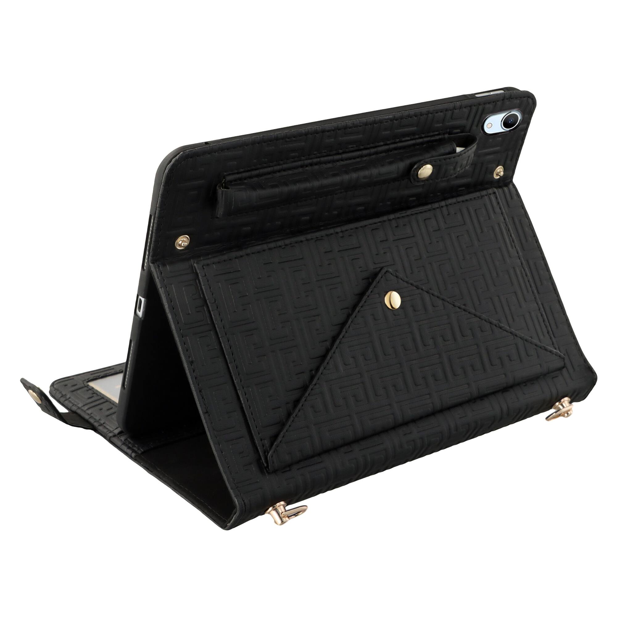 Alt View 2. Dteck - Crossbody Handbag Case for iPad A16 11" 2025/iPad 10th Gen 10.9" 2022, PU Leather Folio Stand Cover with Pencil Holder - Black.