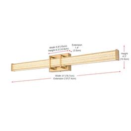Living District - Ivaan 31 Inch Led Wall Sconce In - Satin Gold
