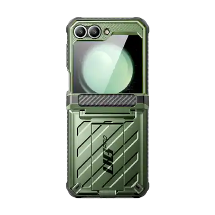 Front. SUPCASE - Unicorn Beetle Pro Rugged Case for Samsung Galaxy Z Flip6 – Full-Body Protection with Screen Protector - Dark Green.