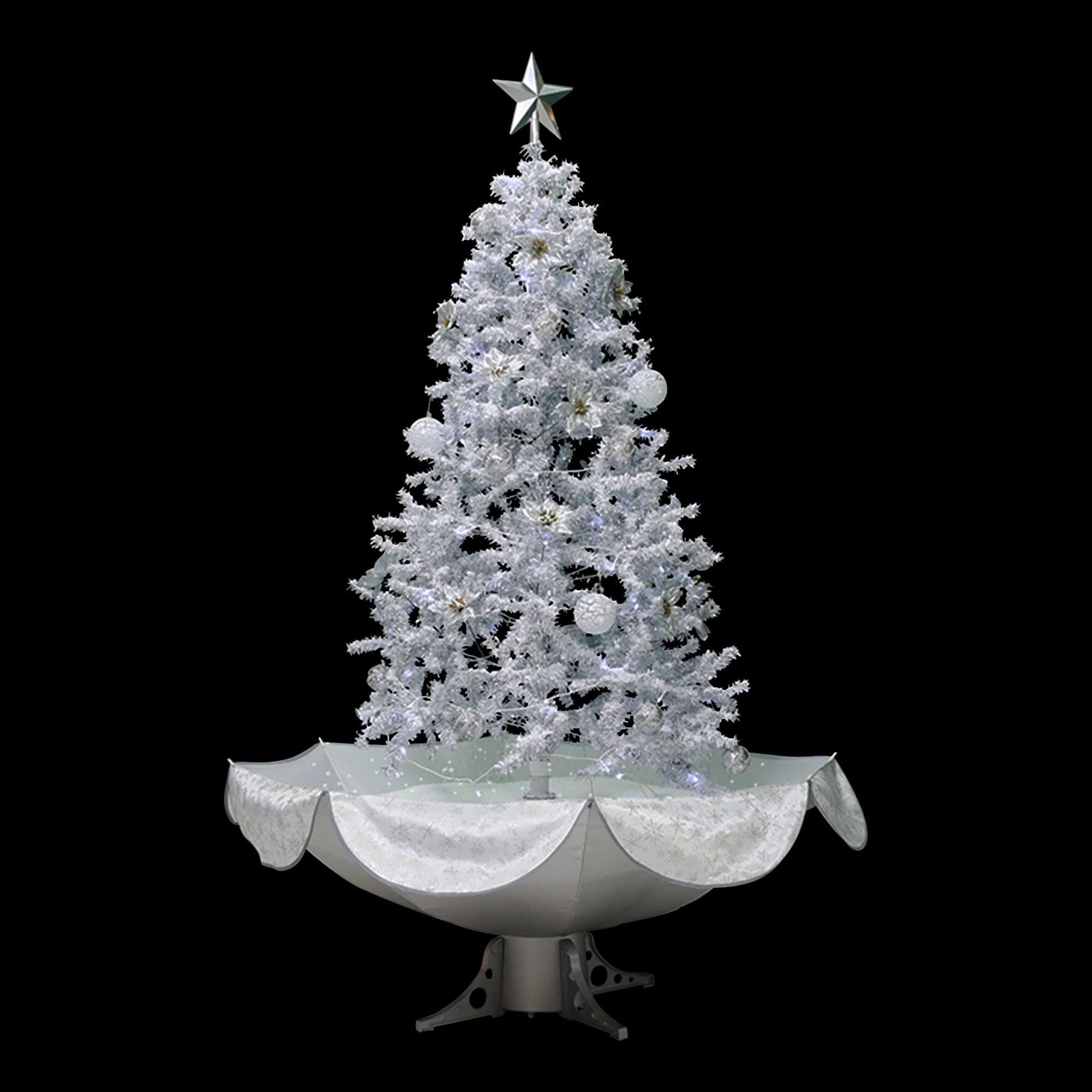 Alt View 2. Northlight - Lighted Musical Snowing Artificial White Tinsel Christmas Tree - 6' - White LED Lights - Silver.