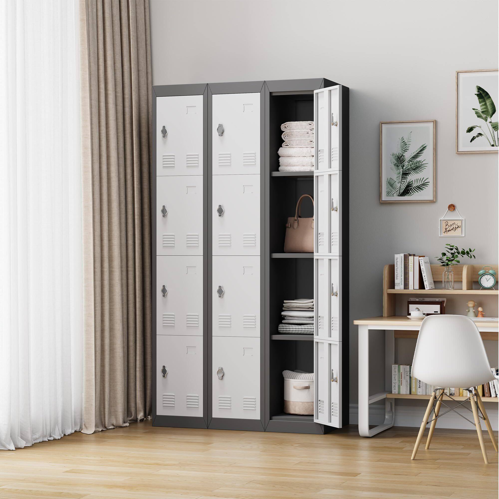 Alt View 1. GARVEE - 72" Tall Metal Storage Steel Cabinet Lockers Door w/ Shelves for Employees Students Office Gym Assembly Required - Gray.