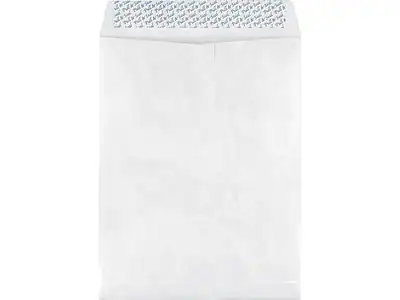 Front. Staples - Tyvek EasyClose Catalog Envelopes, 10"L x 13"H, 100/Box - White.