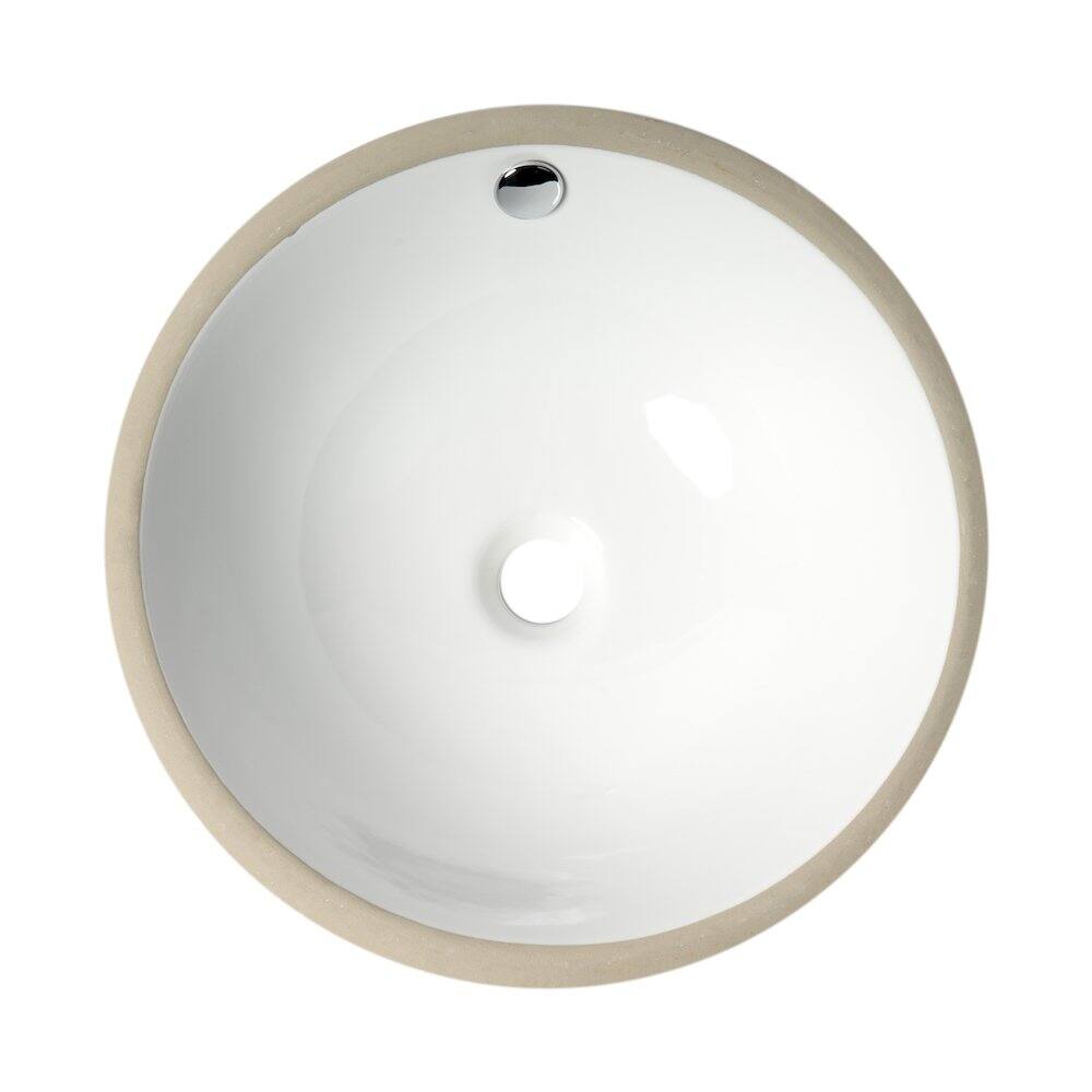Back. Alfi - White 17" Round Undermount Ceramic Sink - White.