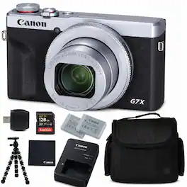 Bundle - Canon - PowerShot G7 X Mark III Digital Camera (3637C001) + 128GB Package Kit - Silver