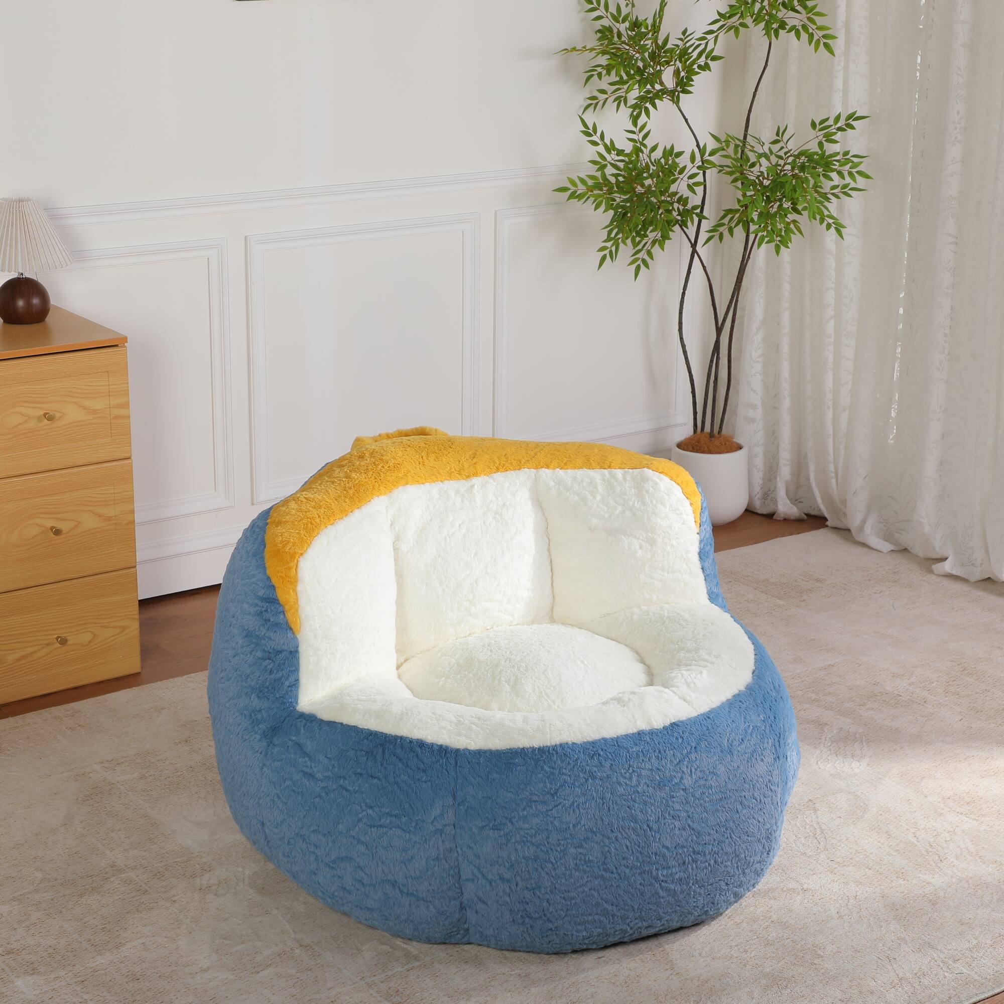 Alt View 8. GOODSILO - Oversized Bean Bag Chair Lounger Sofa with Faux Fur Cover and Shredded Foam Filling for Living Room Comfort - Multicolor.