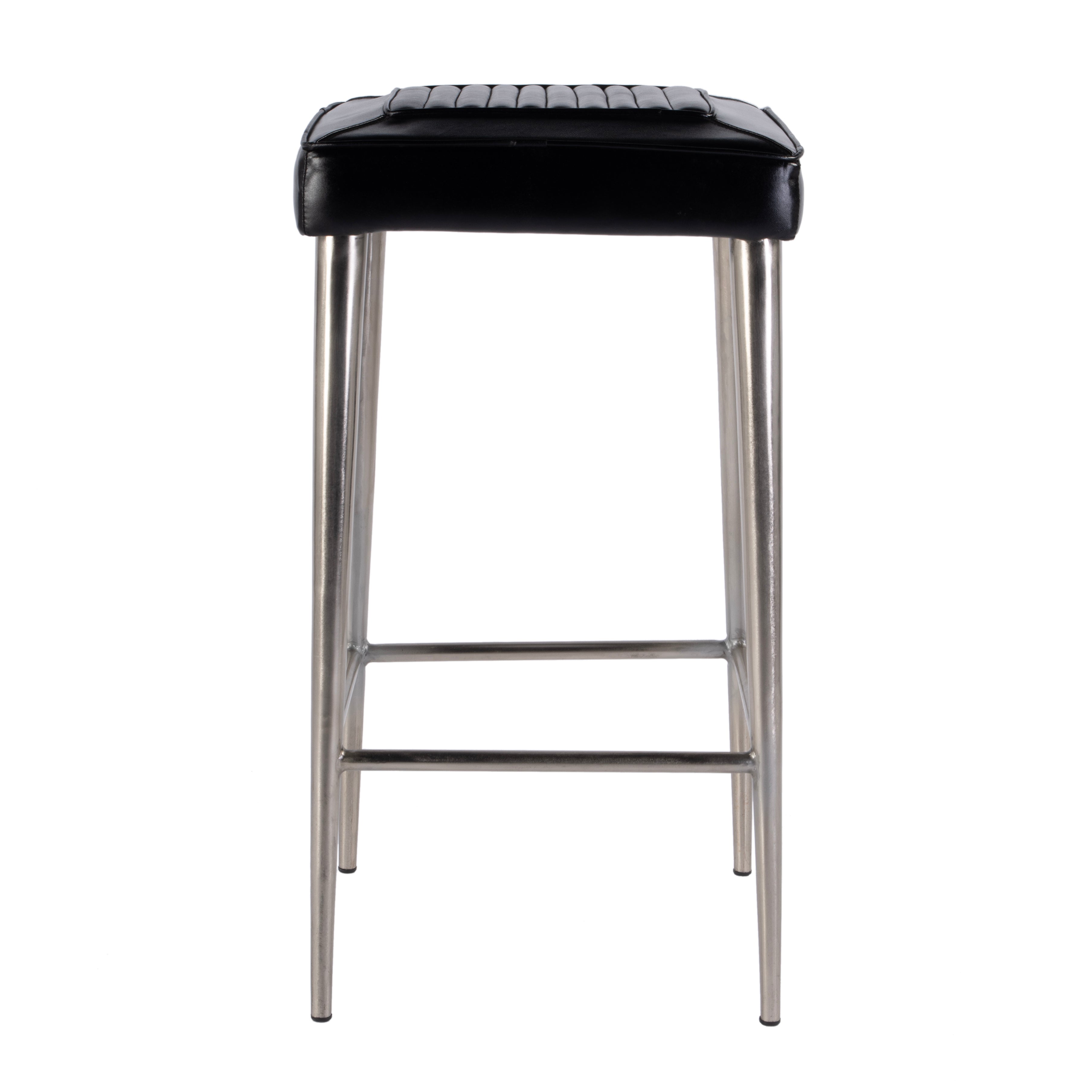 Alt View 1. Butler Specialty - Maxwell 32 in. Seat Height Leather and Metal Square Seat Backless Bar Stool - Black.