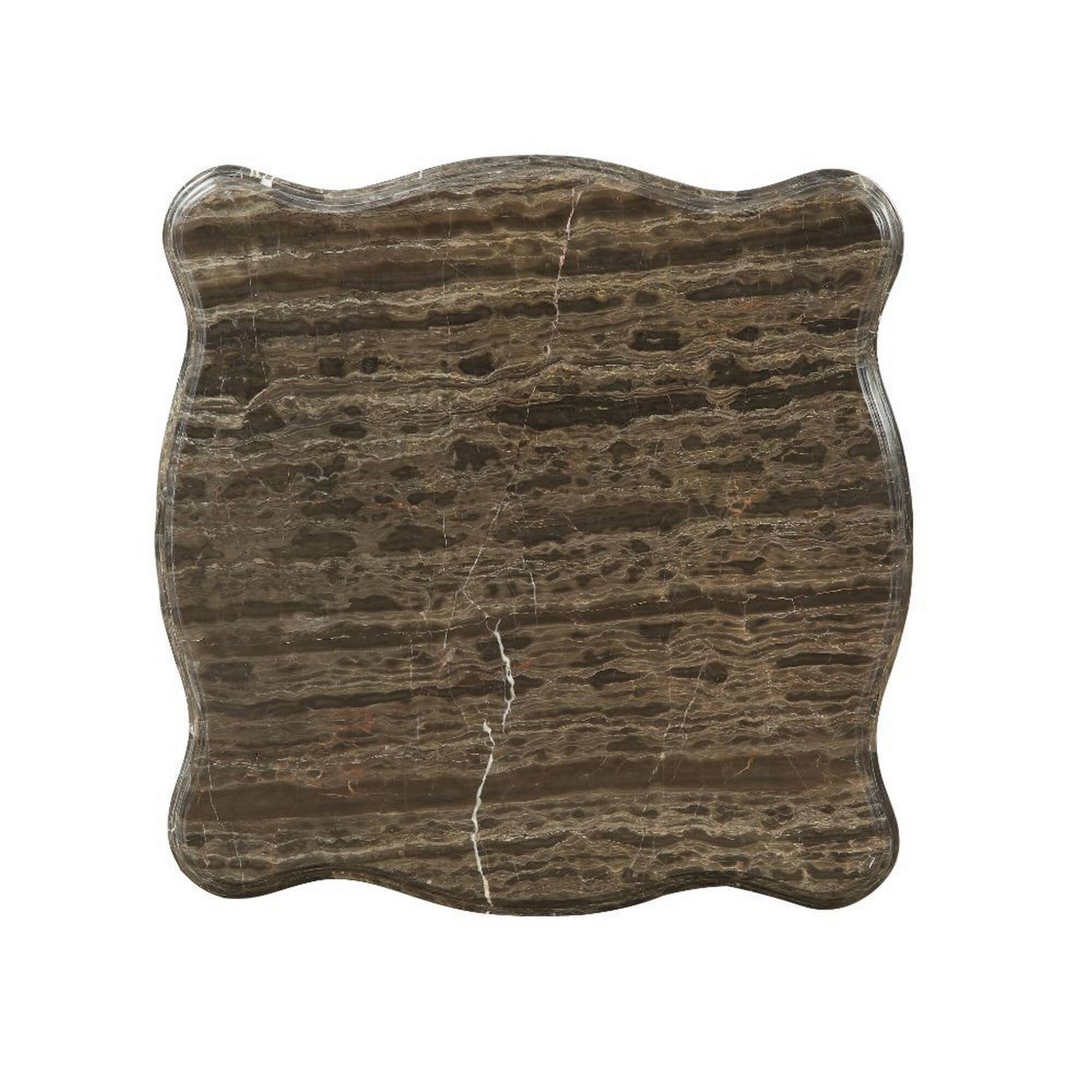 Alt View 2. Manhattan Lane - 30 Inch Classic Square Marble Top End Table, Cabriole Legs - Gray and Brown.