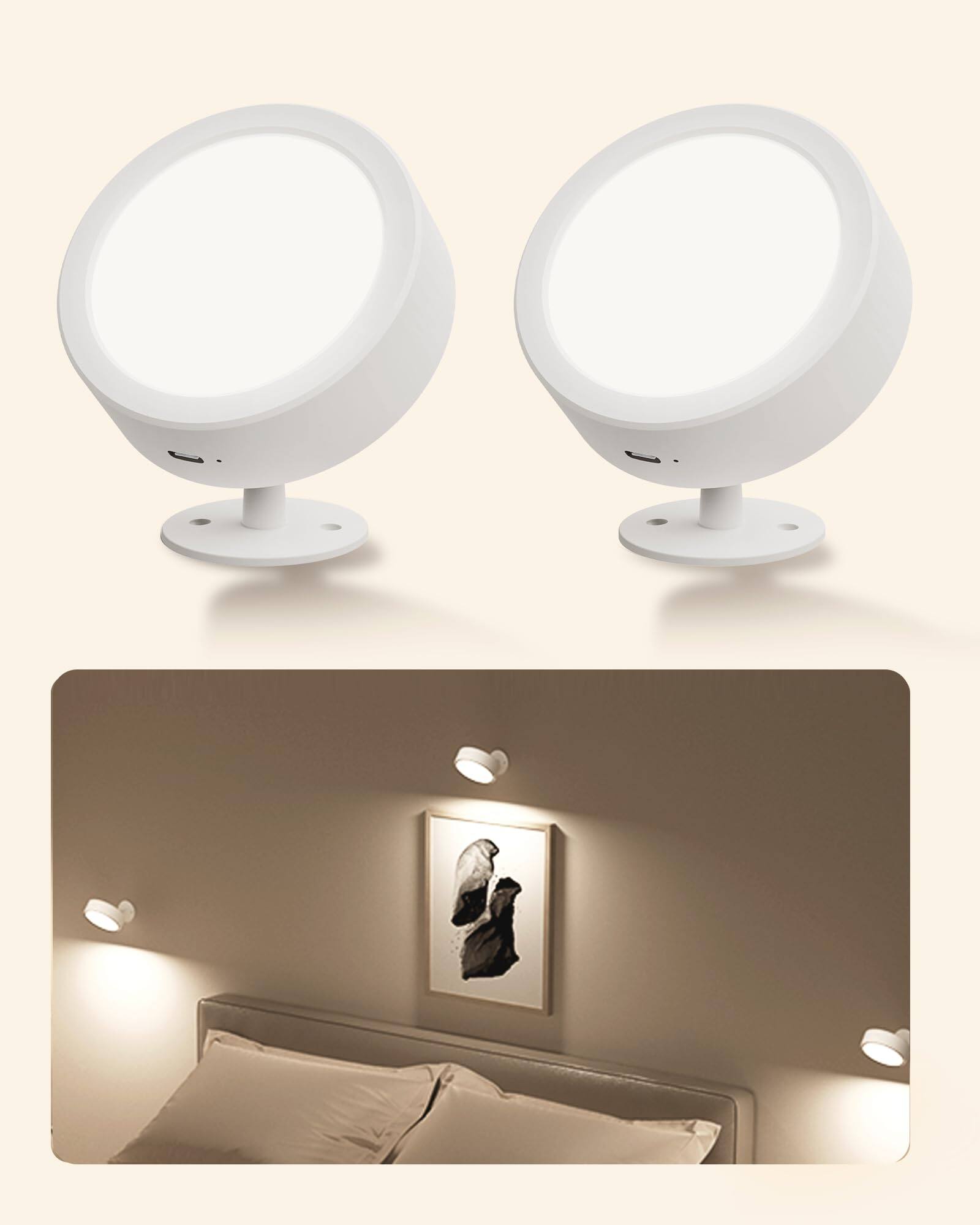 Front. EZVALO - 2 Pack Lights White LED Wall Sconce with Remote-3 Temps - White.