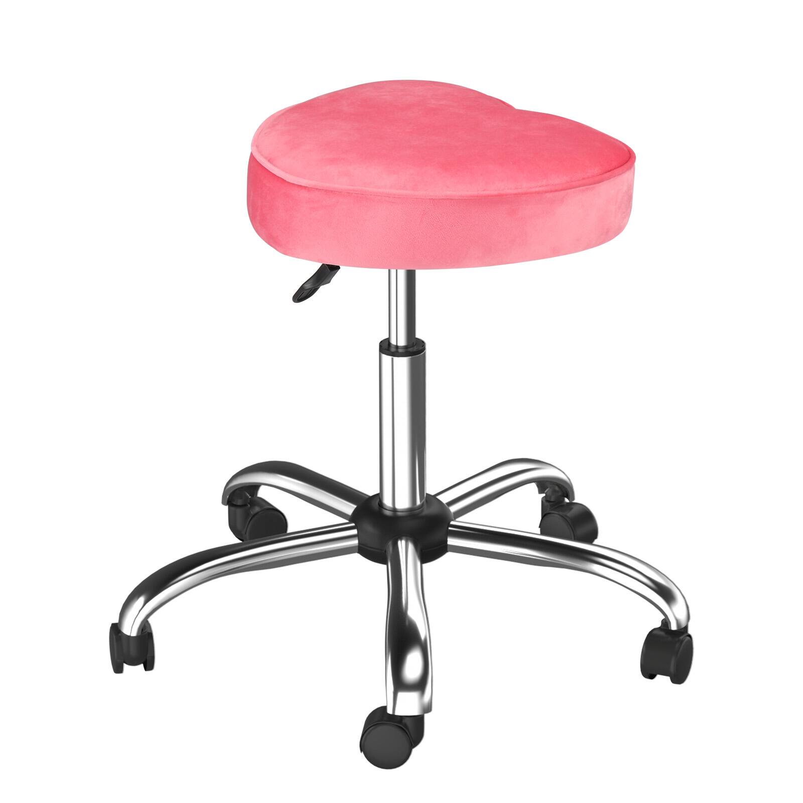Winado - Rolling Stool with Wheels, Hydraulic Massage Chair, Heart-Shaped Adjustable Salon Stool for Garage, Vanity - Hot Pink