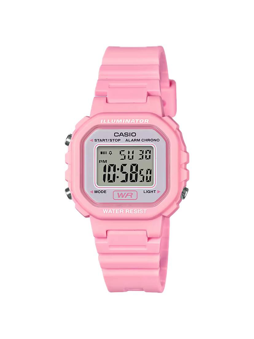 Casio - Women's Illuminator Digital Watch with Pink Case - LA-20WH-4A1CF - Black