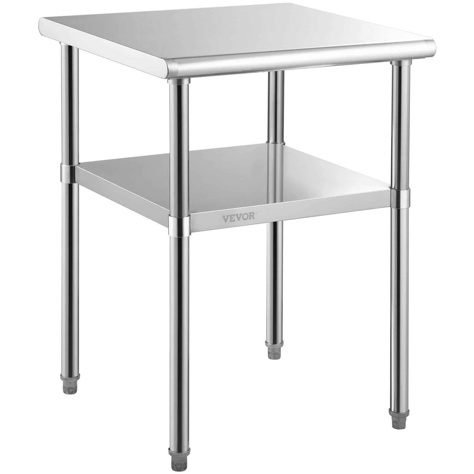 Alt View 5. VEVOR - Stainless Steel Prep Table,24 x 24 x 36 Inch, 600lbs Load Capacity Heavy Duty Metal Worktable with Adjustable Undershelf - Silver.