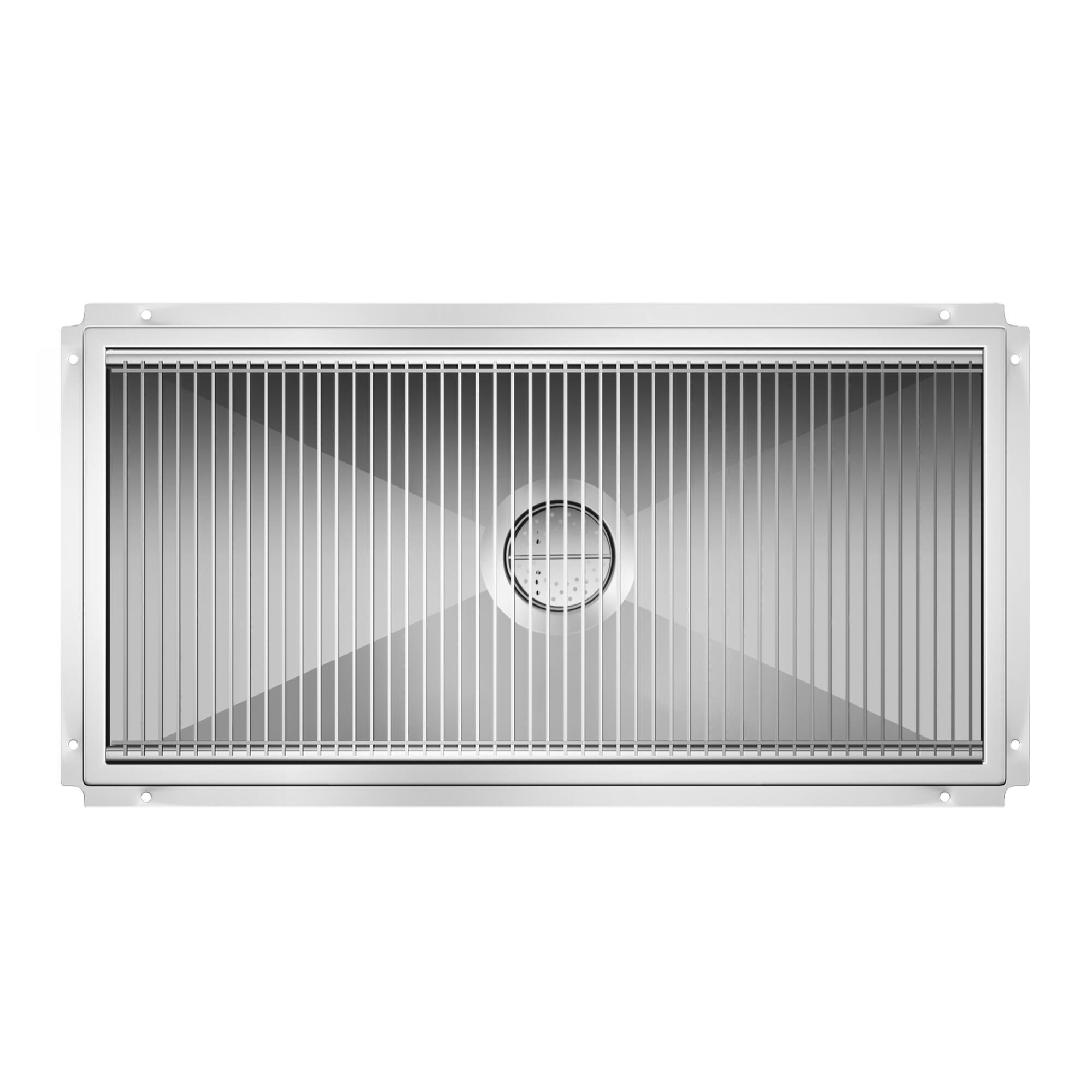 Alt View 1. Koolmore - 24" x 48" Stainless Steel Floor Trough Drain, 14-Gauge with Subway-Style Grating & Removable Drain Basket, NSF Listed - Stainless-Steel.