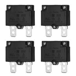 Unique Bargains - 4pcs 16A Push Button Circuit Breaker, 125/250V AC,50V DC, Automatic Reset Thermal Overload Protector for Industrial - Black