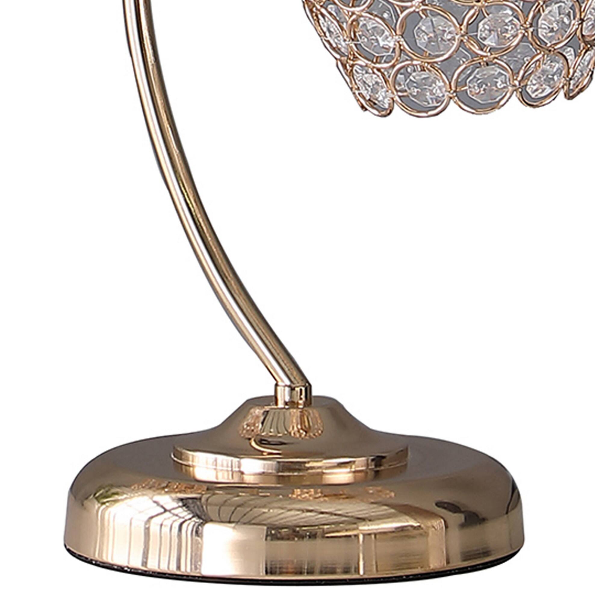 Back. Manhattan Lane - Floral Tree Design Metal Table Lamp with Dome Shade and Crystals - Gold.