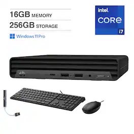 HP - EliteDesk 800 G6 Mini Desktop (Intel i7-10700T vPro, 16GB DDR4, 256GB PCIe SSD, Win 11 Pro) w/USB Hub - Black