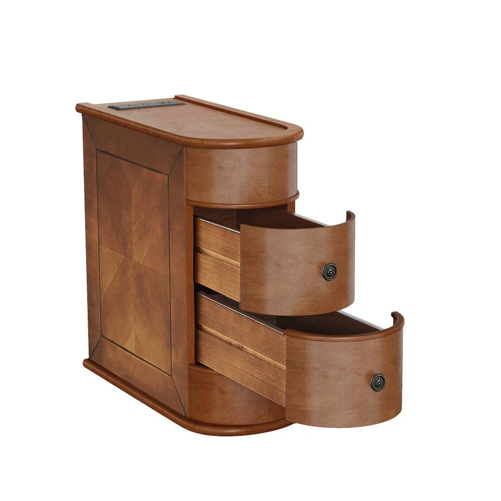 Alt View 7. Loheer - Loheer End Table with Charging Station Sofa Side Table Walnut - Walnut.