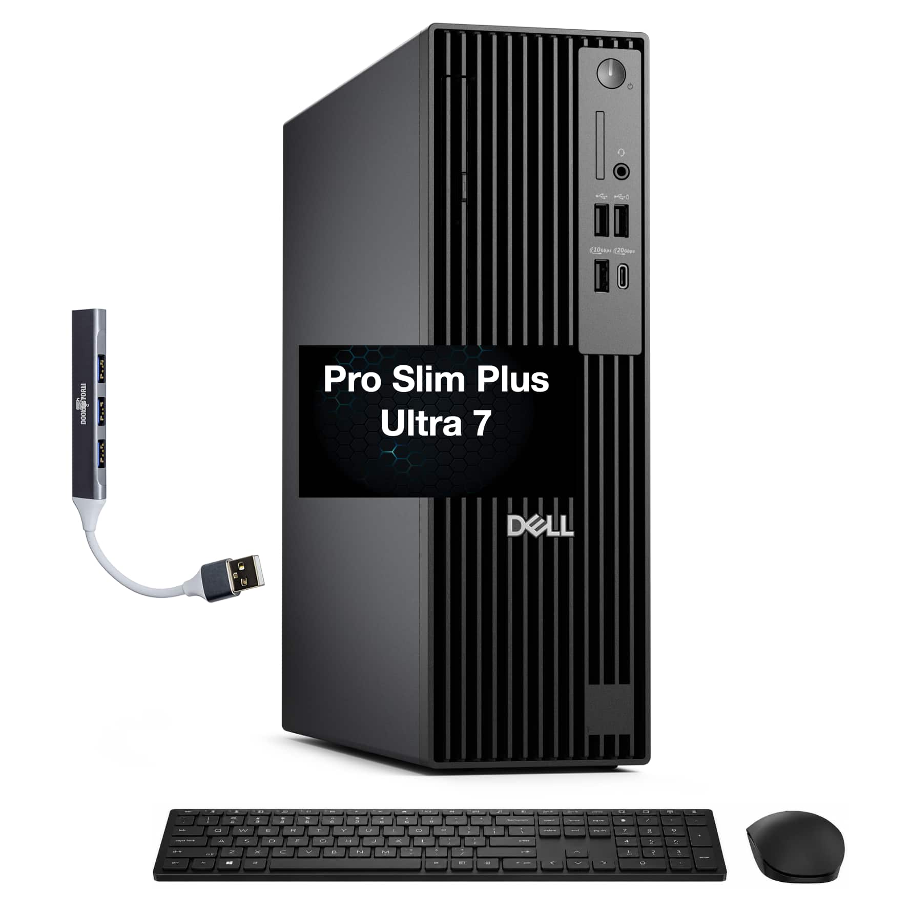 Dell - Upgraded - Pro Slim Plus QBS1250 Desktop (Ultra 7-265, 32GB, 2TB SSD, Intel Graphics, Win 11 Pro) w/USB Hub - Black