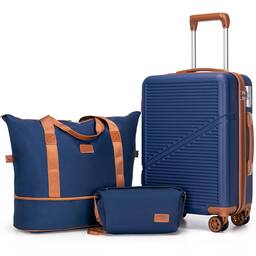 DarkBlue-Carry On Luggage With Duffel Bag