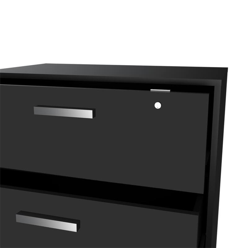 Alt View 5. HTUTWOO - 27.6"W 3-Drawer Storage Cabinet with Wheels - Mobile Office File Cabinet, Lockable Drawers with Key, Particle Board, - Gray.