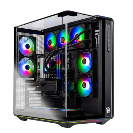 Front. Skytech Gaming - PRISM 5 Gaming PC - AMD Ryzen 9 9950X3D (2025) - NVIDIA GeForce RTX 5090 - 64GB DDR5 Memory - 4TB Storage - Black.