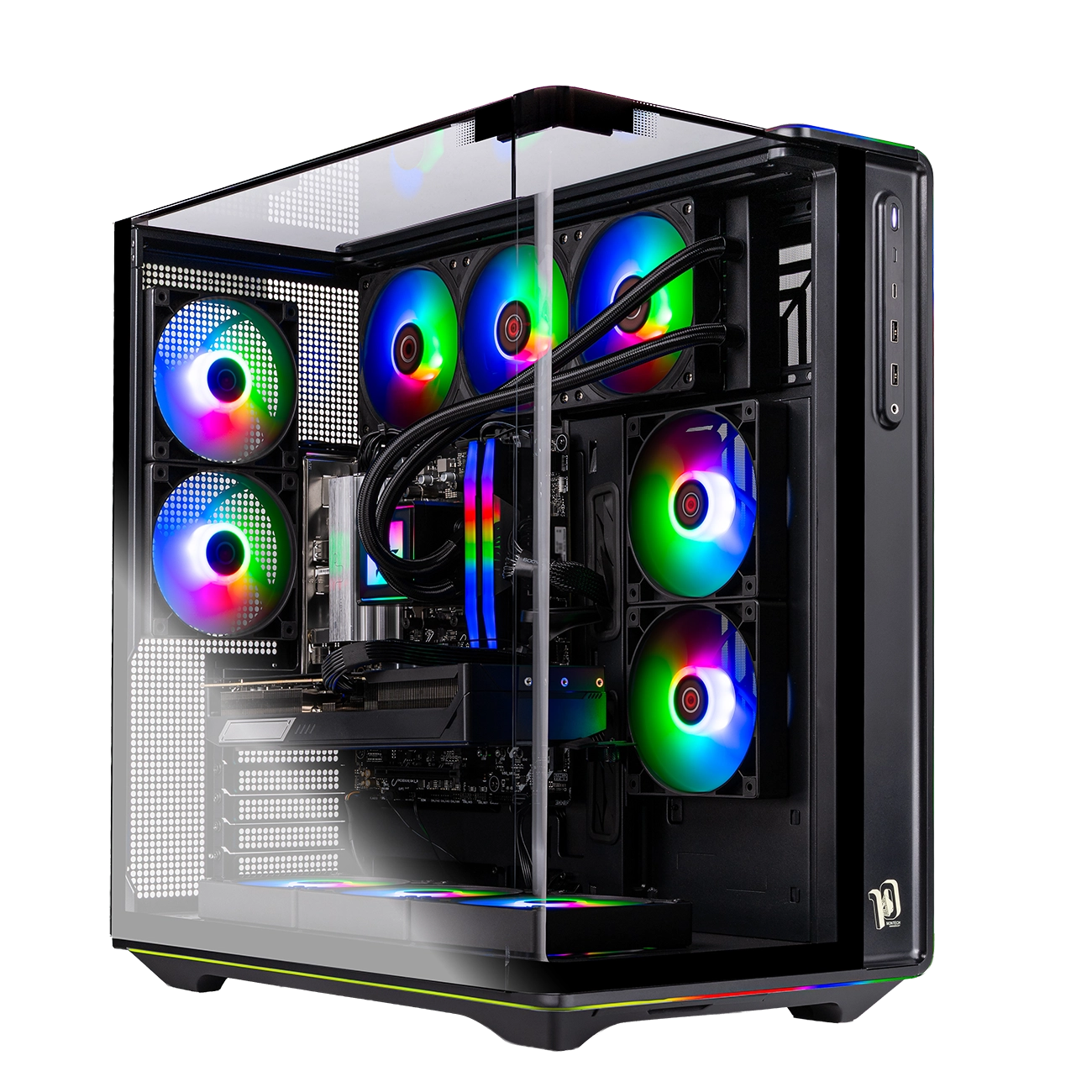 Front. Skytech Gaming - PRISM 5 Gaming PC - AMD Ryzen 9 9950X3D (2025) - NVIDIA GeForce RTX 5090 - 64GB DDR5 Memory - 4TB NVMe Storage - Black.
