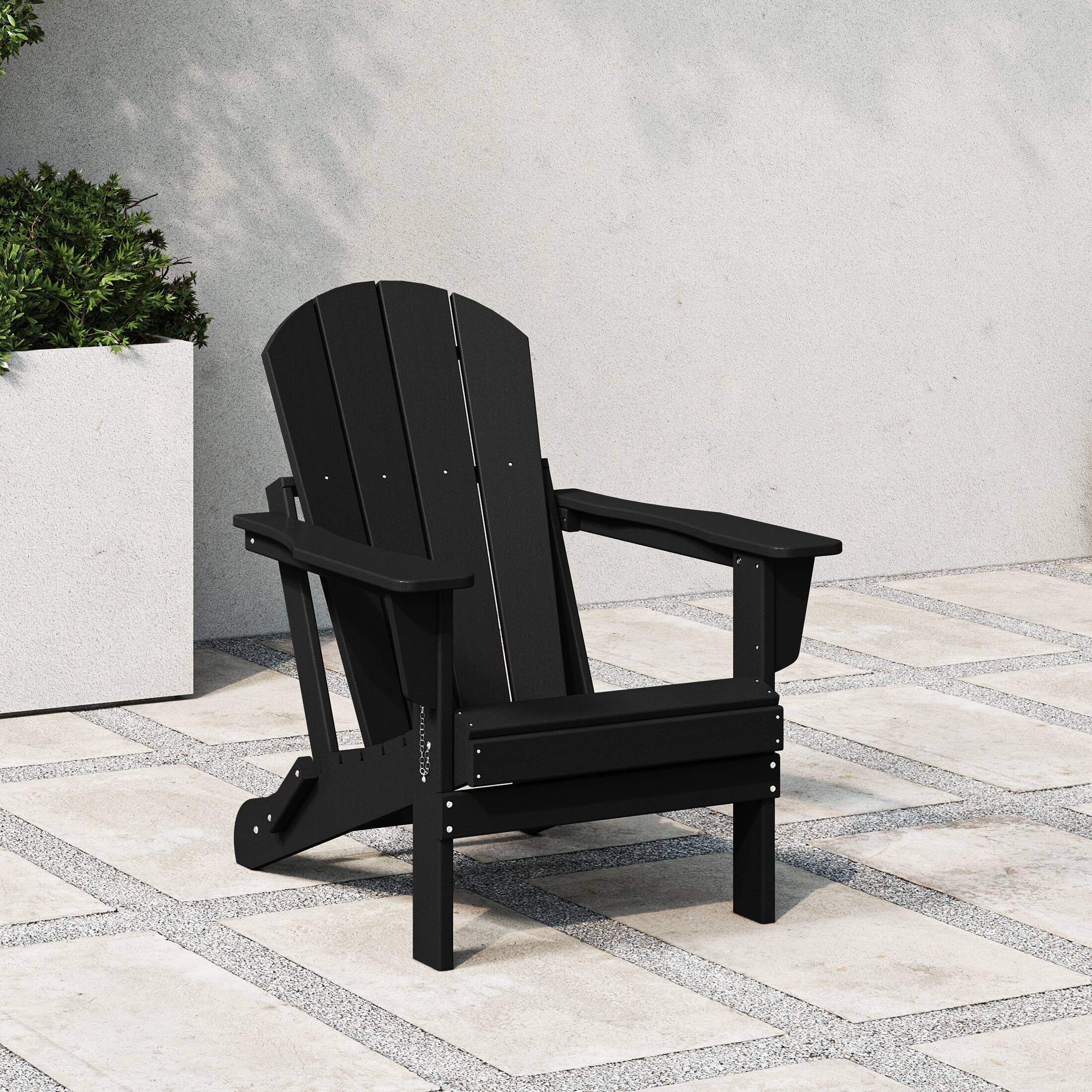 Angle. WestinTrends - WestinTrends Malibu HDPE Outdoor Patio Folding Poly Adirondack Chair - Black.