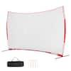 Front. VEVOR - Barricade Backstop Net, 16x10 ft Ball Sports Barrier Netting, Portable Practice Equipment with Carry Bag - Red.